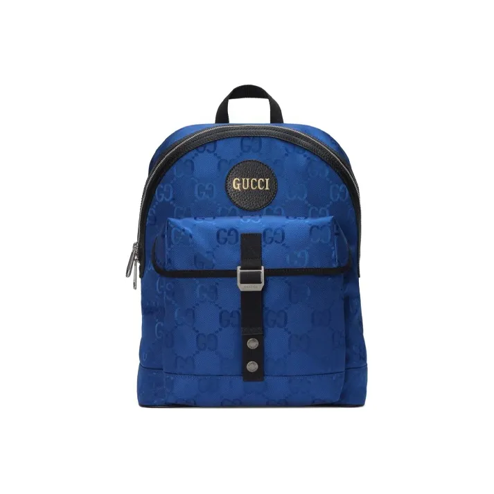 GUCCI Off The Grid Leather Logo With Leather Backpack Unisex Blue/Black