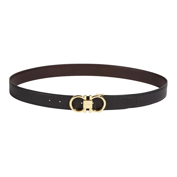 FERRAGAMO GANCINI Кожаные ремни Мужской Черный Ширина 3,5 см