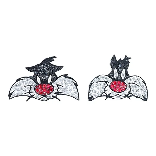 Swarovski Rhodium Plated Cufflinks Unisex Dark Color Multicolor