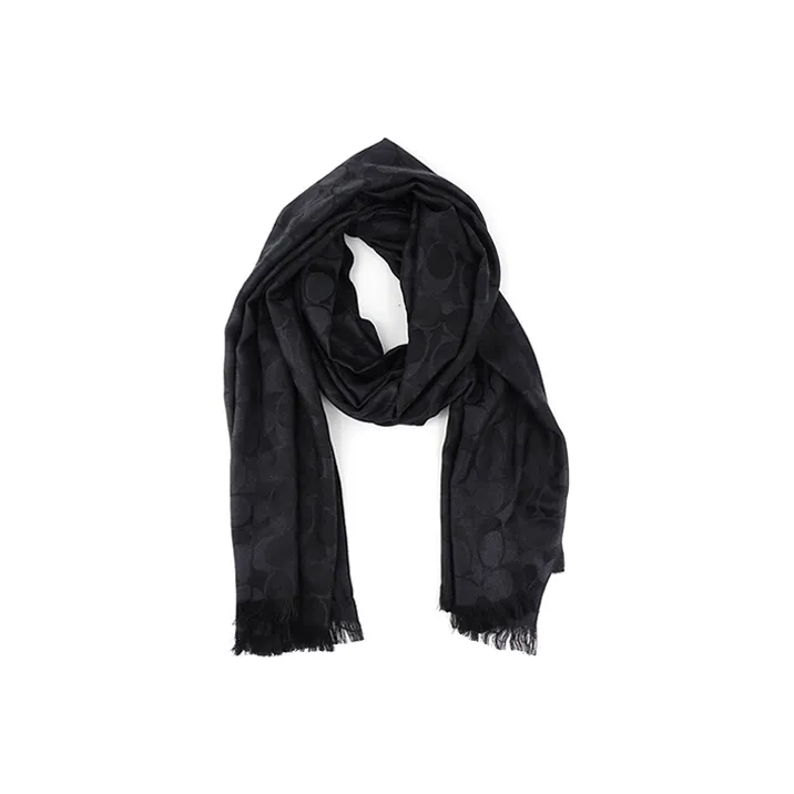 COACH Шерсть Шелк Вязаные Шарфы Женские Черный