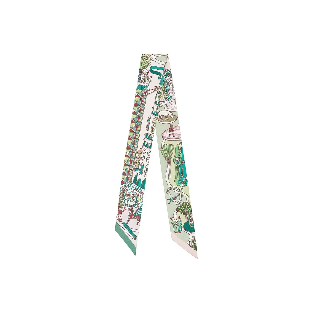 HERMES Twilly Silk Scarves Women's Green