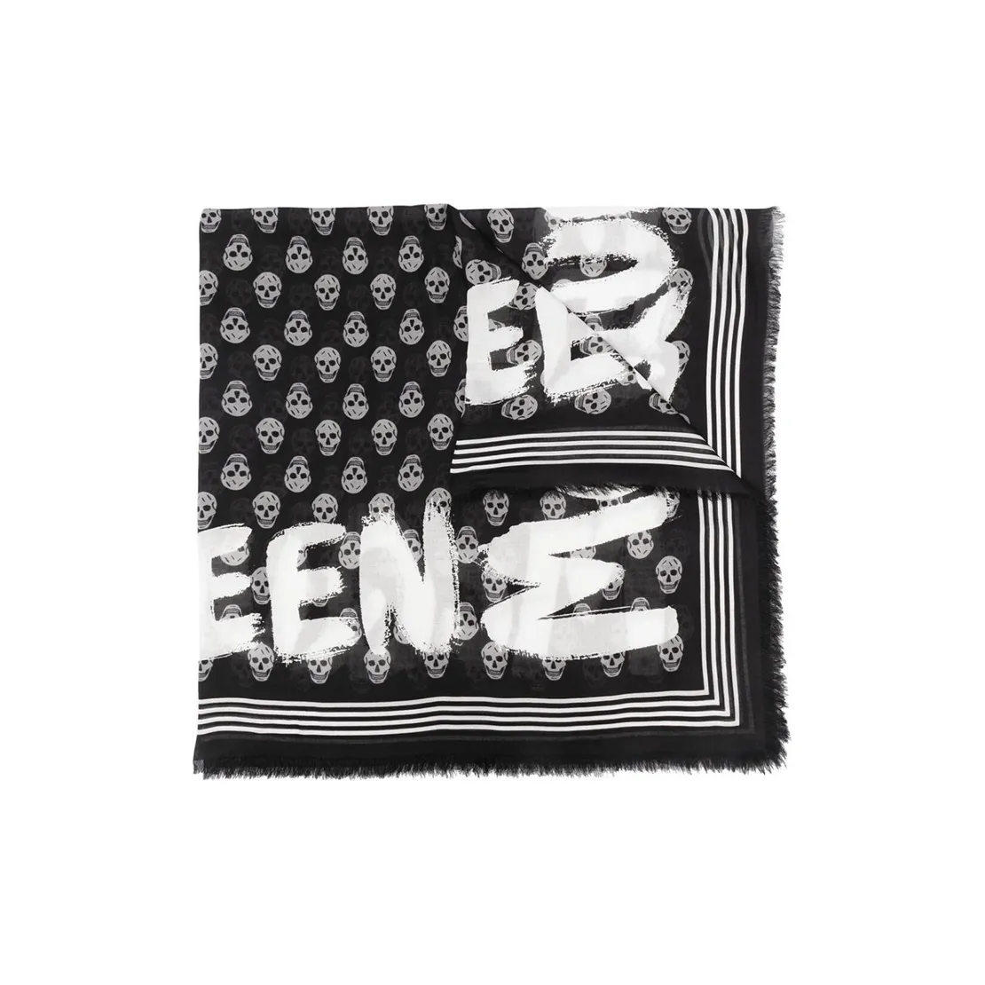 Alexander McQueen Graffiti Skull Printed Scarf