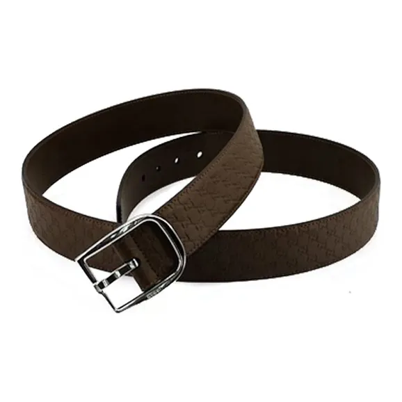 GUCCI GG Значок Буква Узорный с принтом Шпилька Коровья кожа Ремни Мужской Темно-кофейный Ширина 4CM