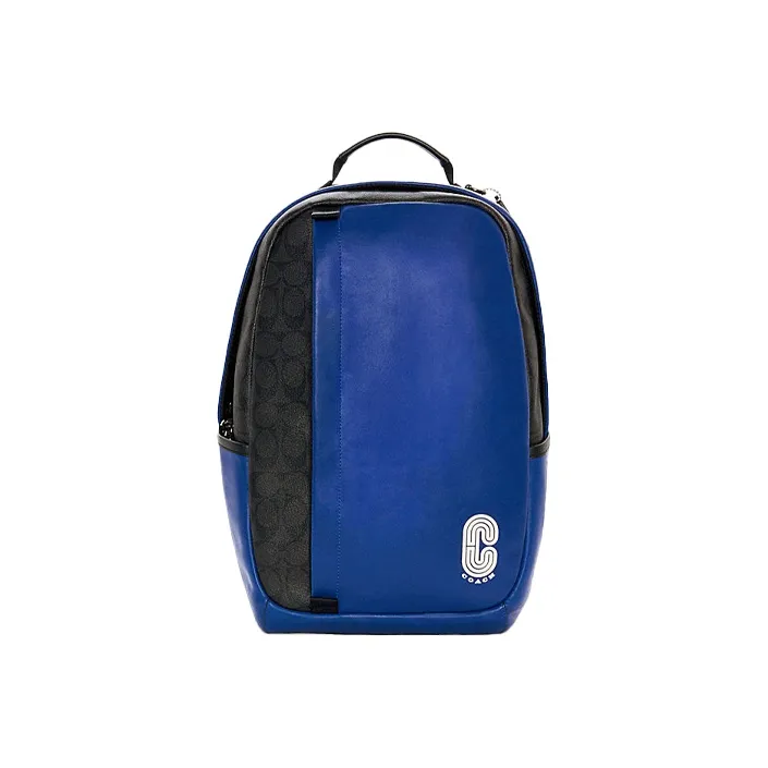 COACH Edge Canvas With Leather Backpack Large Size Men's Black & Blue