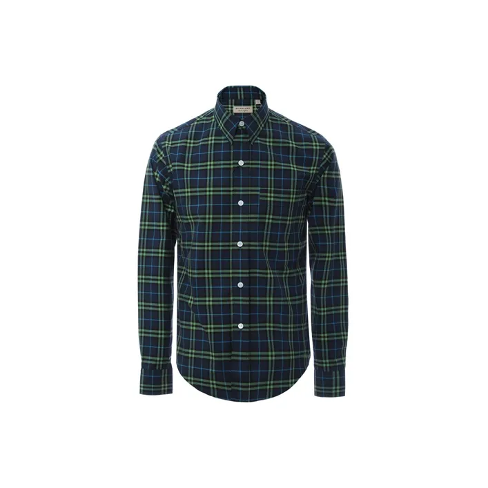 Burberry Shirts Men Blue Green Plaid
