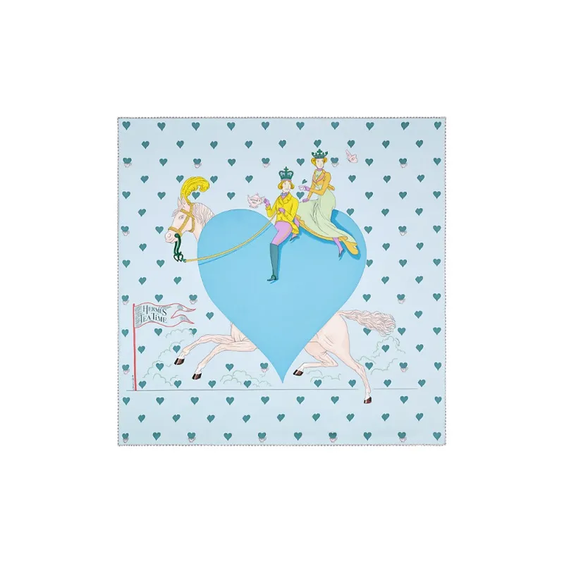 HERMES Tea Time Шелковые шарфы Синий Женские