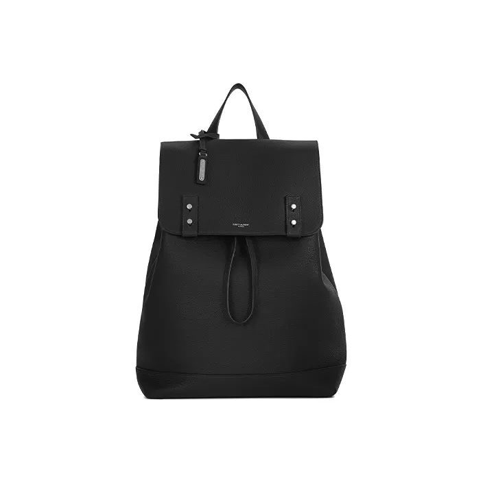 SAINT LAURENT Grain Cow Leather Backpack Men's Black