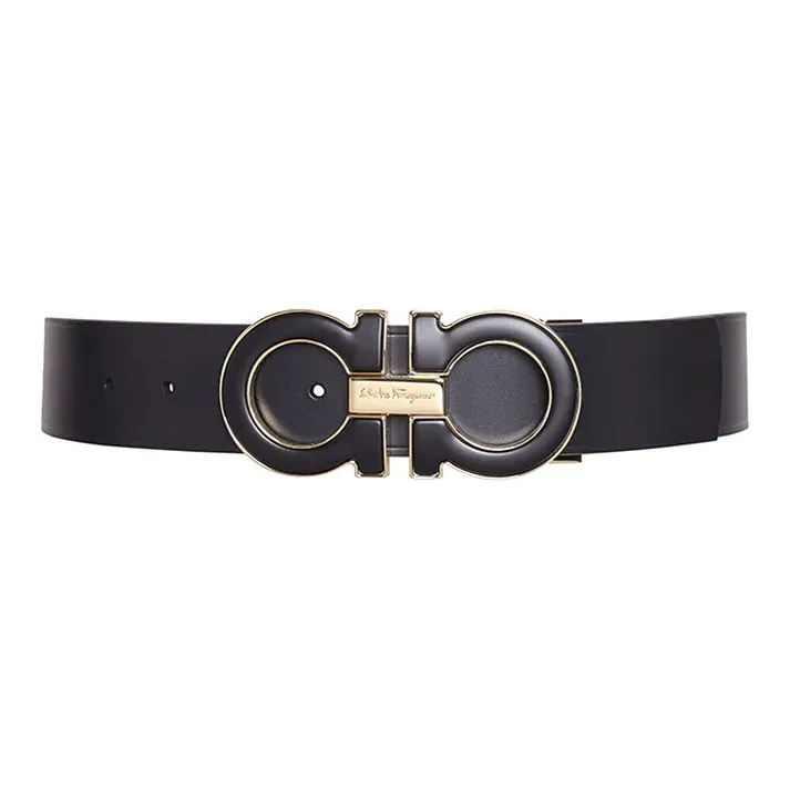 FERRAGAMO GANCINI Cow Leather Belts Men's Width 4cm