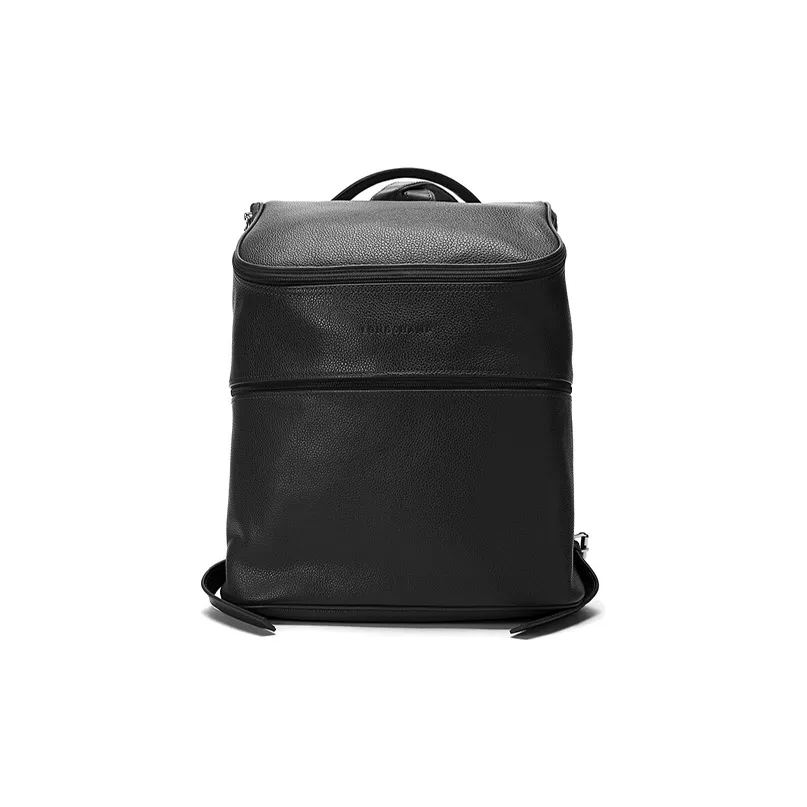 LONGCHAMP Le Foulonné Cow Leather Backpack Medium Size Men's Black