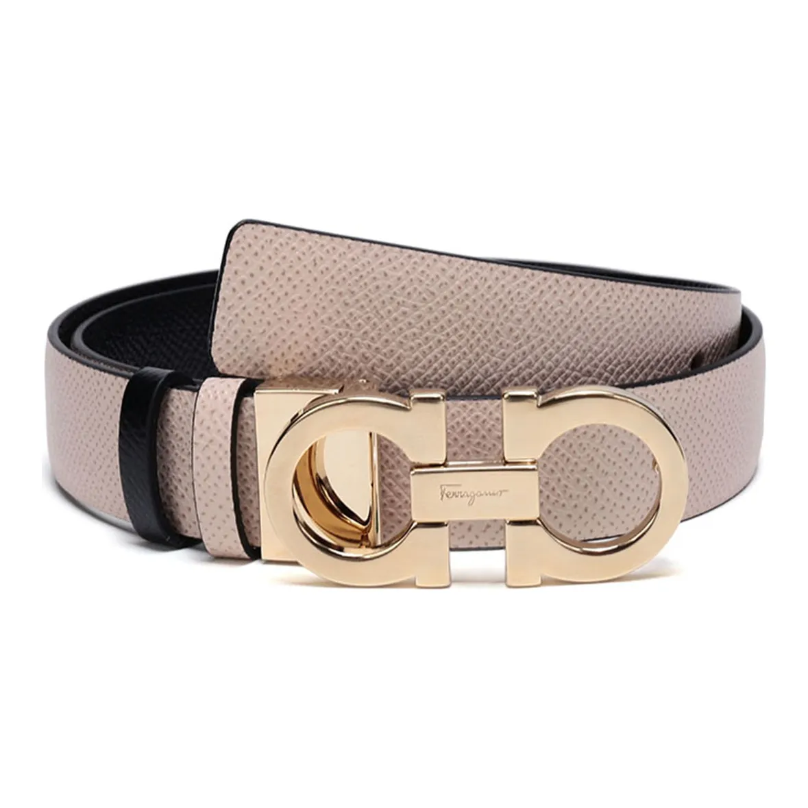 Ferragamo Ремни из коровьей кожи женские цвет кость черный ширина 2,5 см