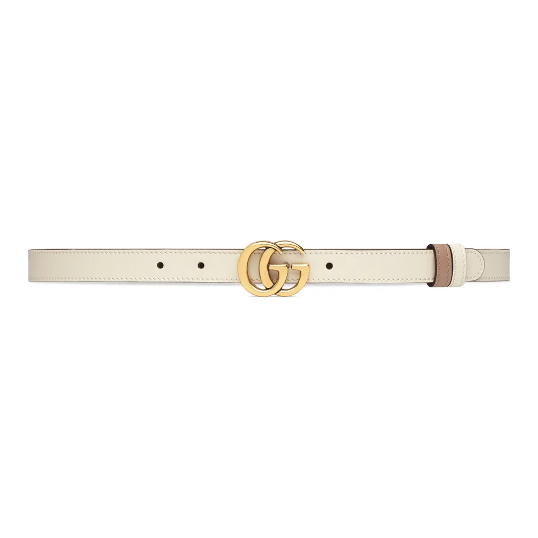 GUCCI Double G Marmont Reversible Smooth Buckle Leather Belts Women's Width  2cm