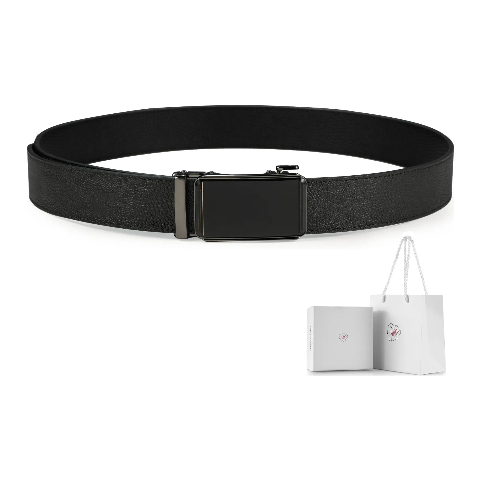 OMT Svens Collection Automatic Buckle Genuine Leather Suit Trouser Includes Dad Belt Men's Black