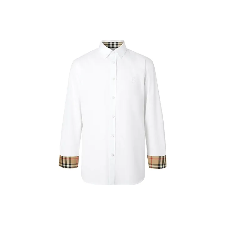 Burberry Slim Fit Monogram Motif Stretch Cotton Poplin Shirt 'White'