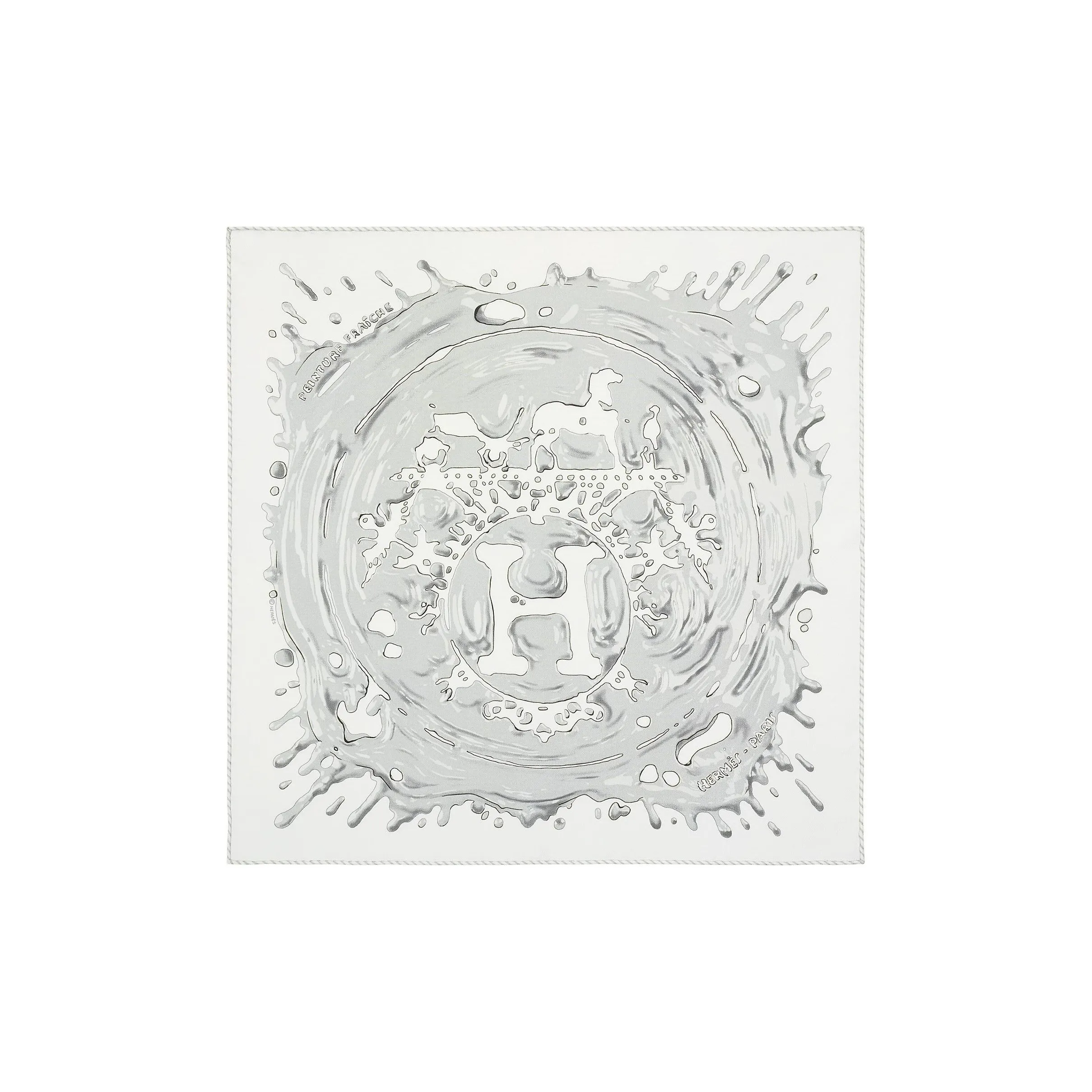 HERMES Шелковые шарфы Женские Белый Серый