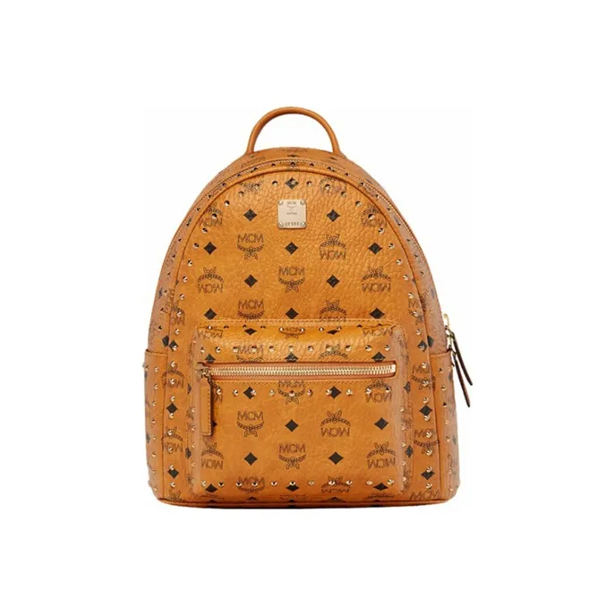 MCM Artificial Leather Handbag, Backpack, Backpack Trumpets Unisex Brown Cognac