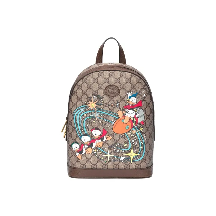 GUCCI Disney Collaboration Canvas With Leather Backpack Small Size Unisex Ebony