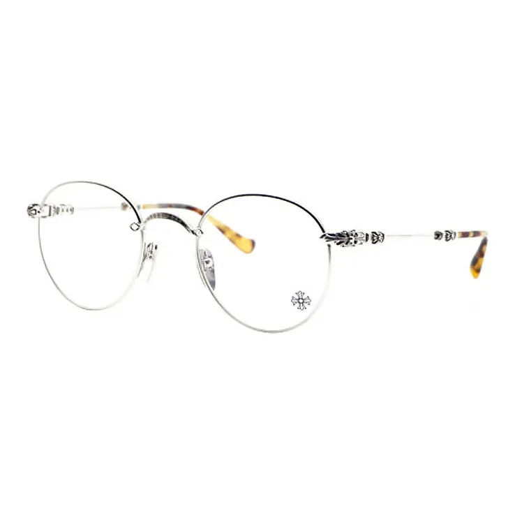 Chrome Hearts Metal Round Eyeglass Frames Unisex Bright Silver