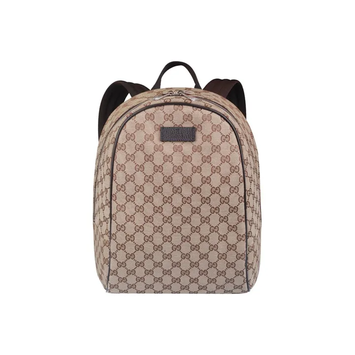 GUCCI Top Zip Backpack Monogram GG Beige/Brown
