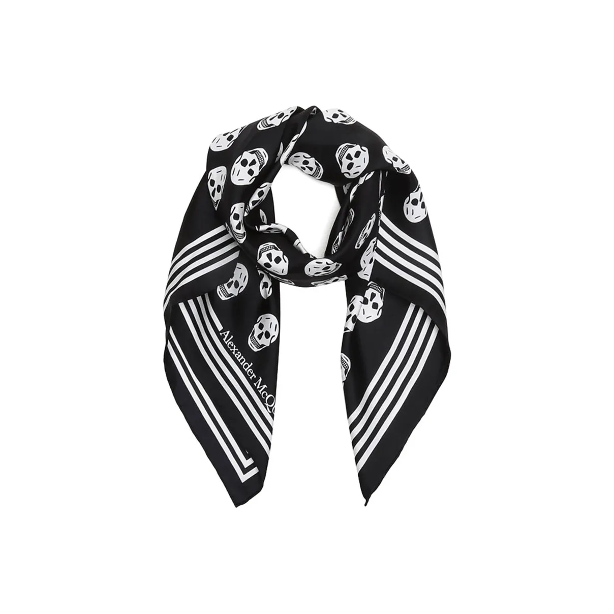 Alexander McQueen Шелковые шарфы Женские Черный Сливочный