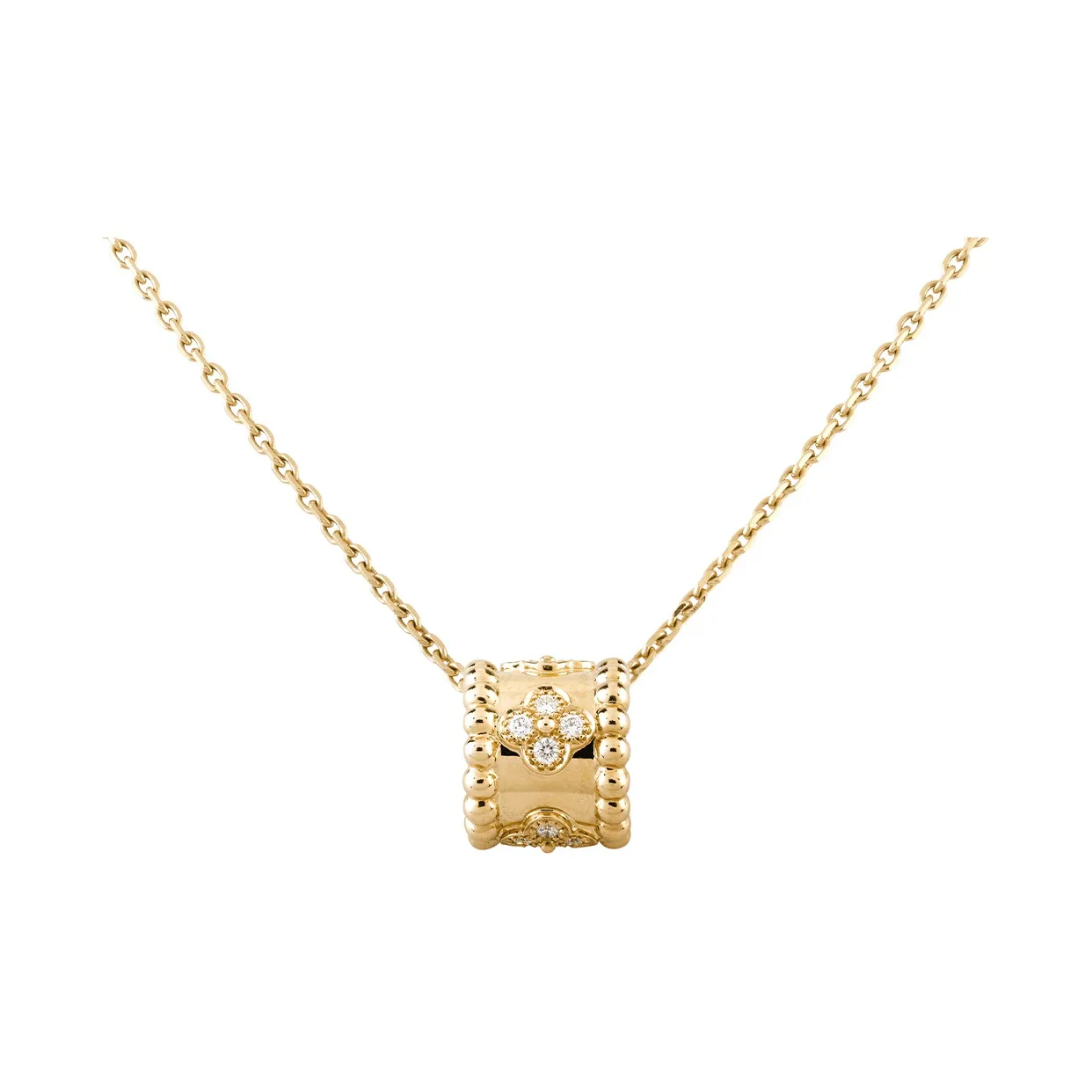 Van Cleef & Arpels Perlee Clovers Yellow Karat Gold Diamond Pendants Women's