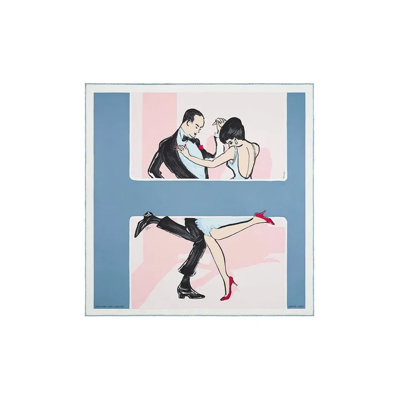 HERMES Swinging Saint Germain Шелковые шарфы Джинсовый синий Женские