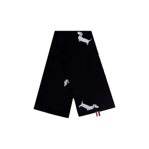 THOM BROWNE Вязаный шарф из шерсти Морской синий Мужской
