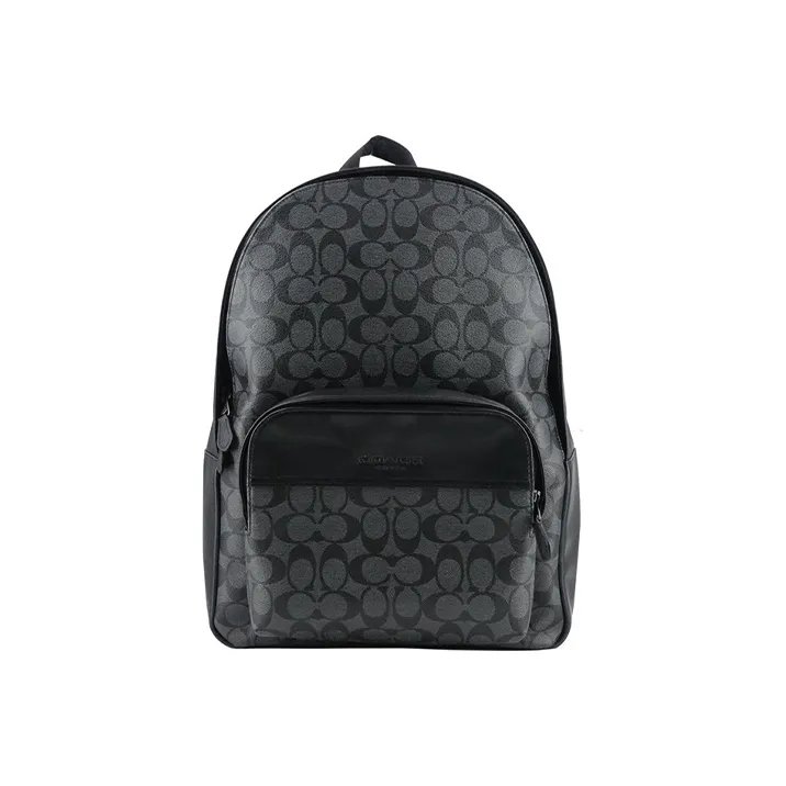 COACH Houston Canvas With Leather Backpack Medium Size Men's Charcoal Black