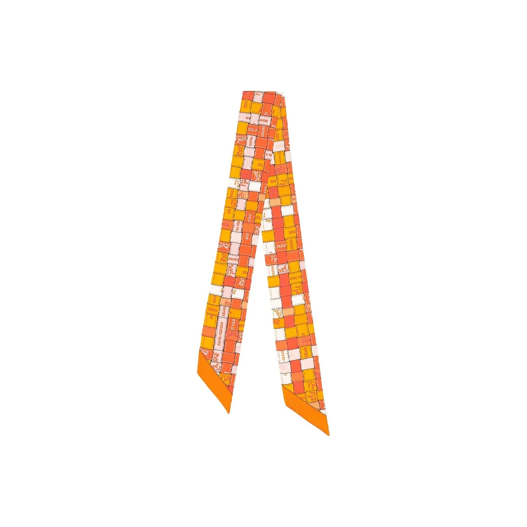 HERMES Twilly Silk Scarves Unisex Orange