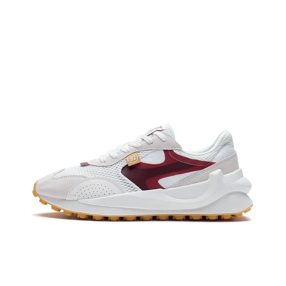 LiNing Square And Round Shock Absorbers Slip Resistant Abrasion Resistant Low Top Sports Casual Shoes Men's White Red