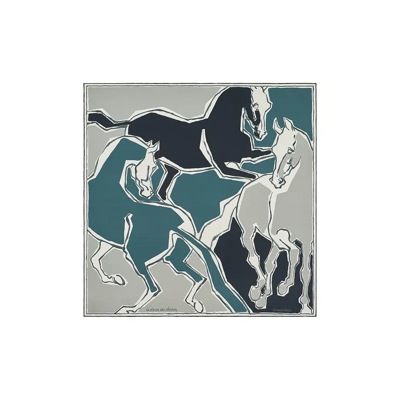 HERMES Silk Scarves Women's Gray/Blue