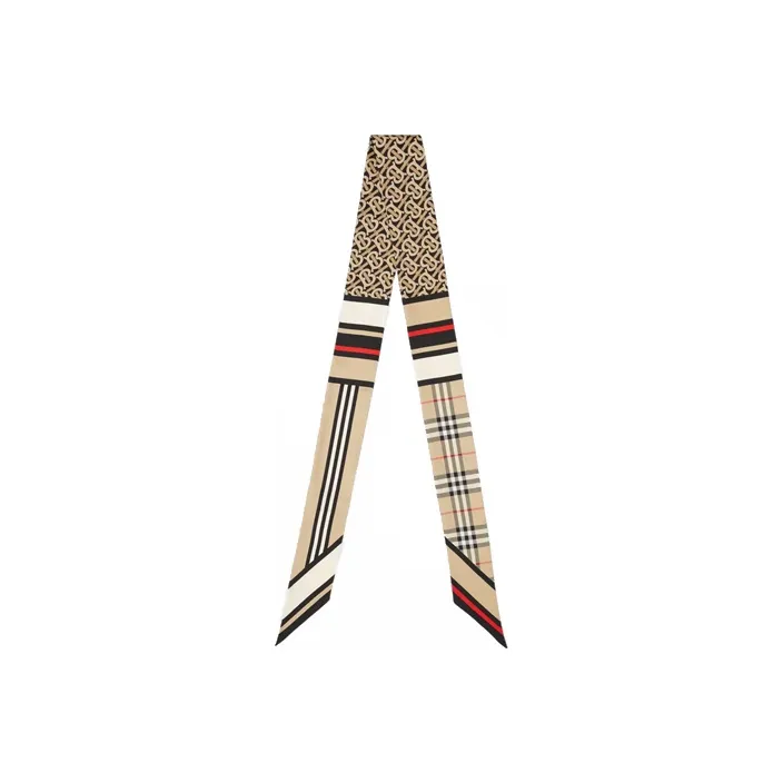 Burberry Montage print Silk Skinny Scarf