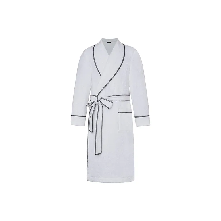 SILKY MIRACLE Bathrobes Men's Pearl White
