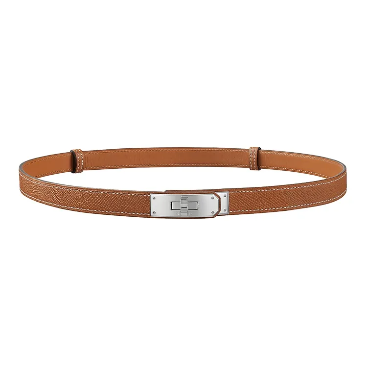 HERMES Kelly Calfskin Belt Unisex Brown/Brown Width 1.8cm