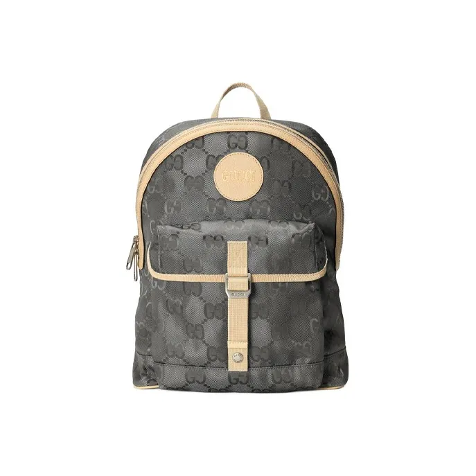 GUCCI Off The Grid Nylon Fabric Backpack Unisex Dark Gray/Beige