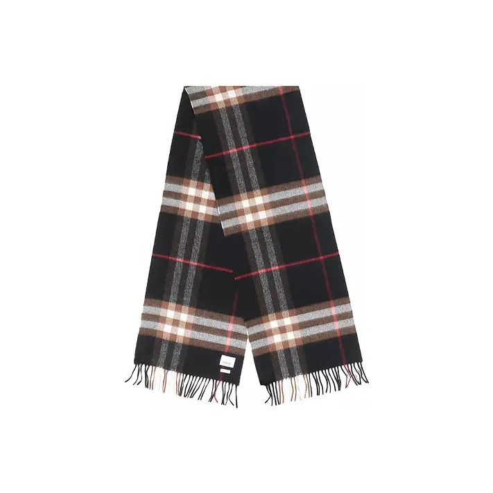 Burberry Knit Scarves Unisex Black Brown Plaid