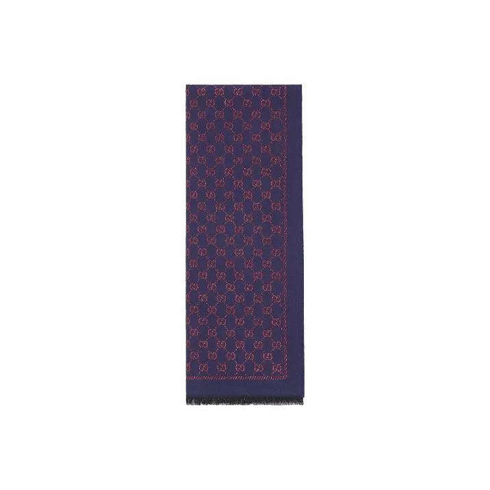 GUCCI Шарфы из шерсти Wool Knit, темно-синий, унисекс