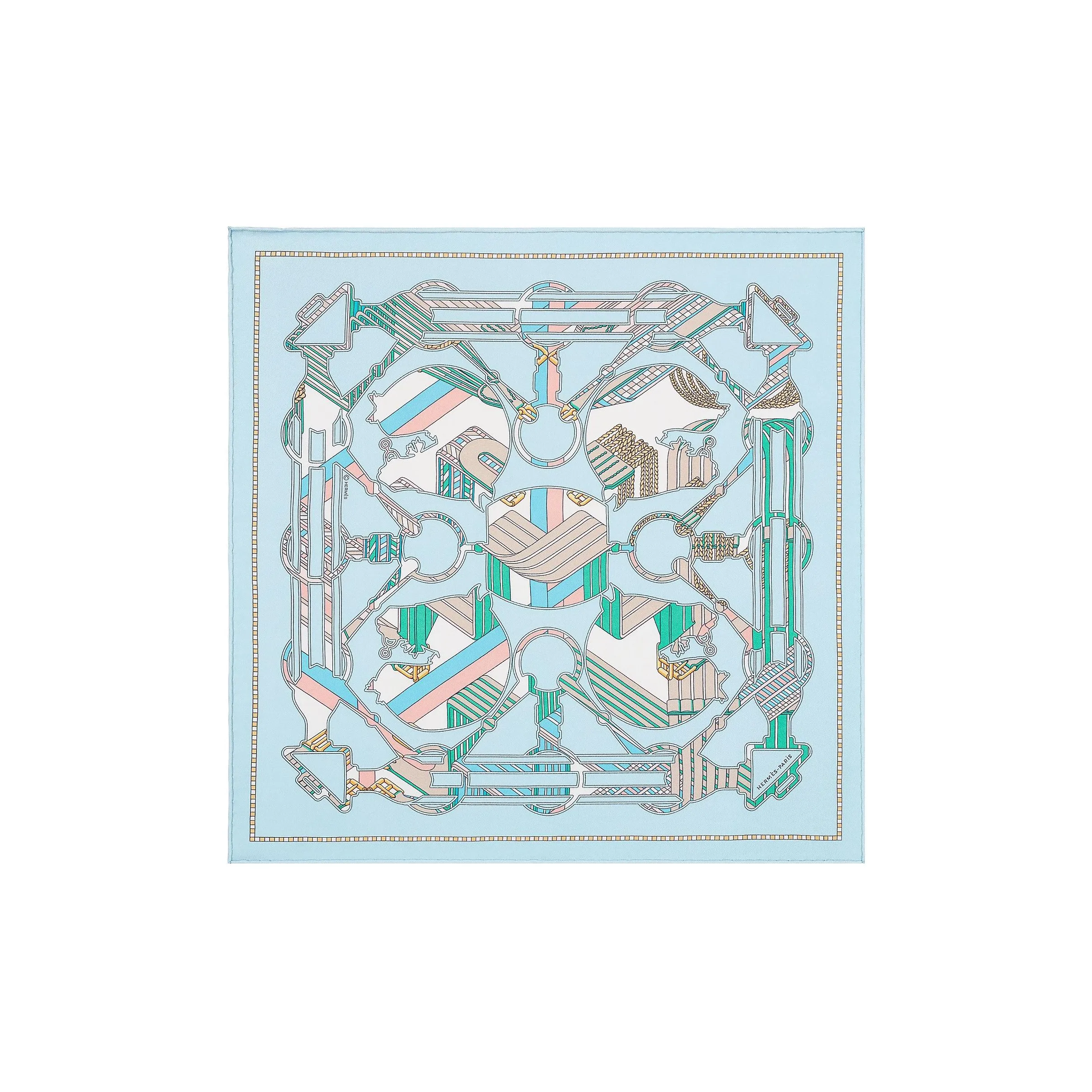 HERMES Шелковые шарфы Женские Небесно-голубой Мятно-зеленый