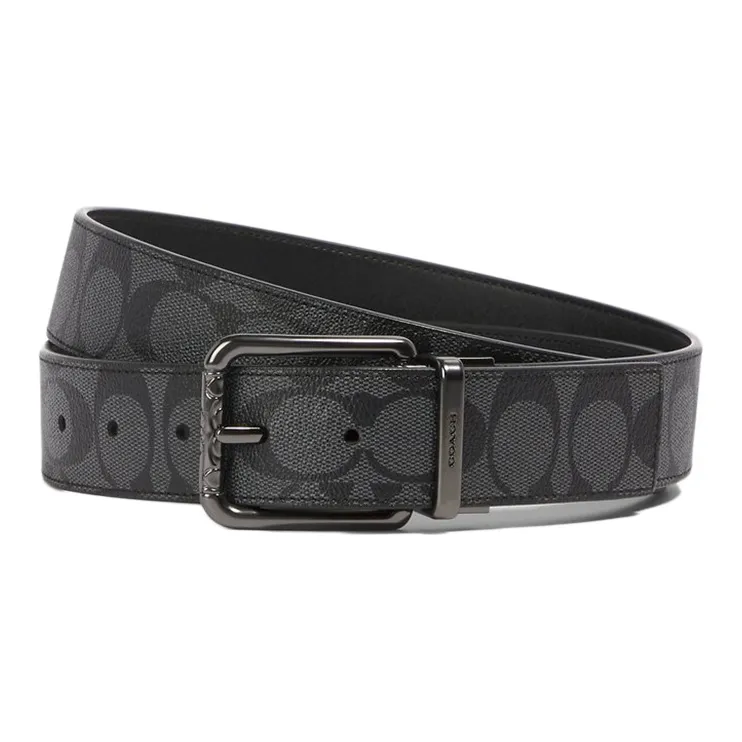 COACH Ремни из крупнозернистой текстуры коровьей кожи, черные, мужские