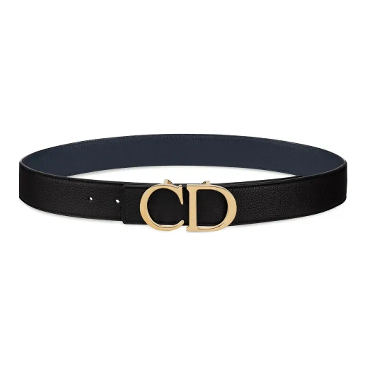DIOR Cow Leather Leather Belts Men's Black Width  3.5cm