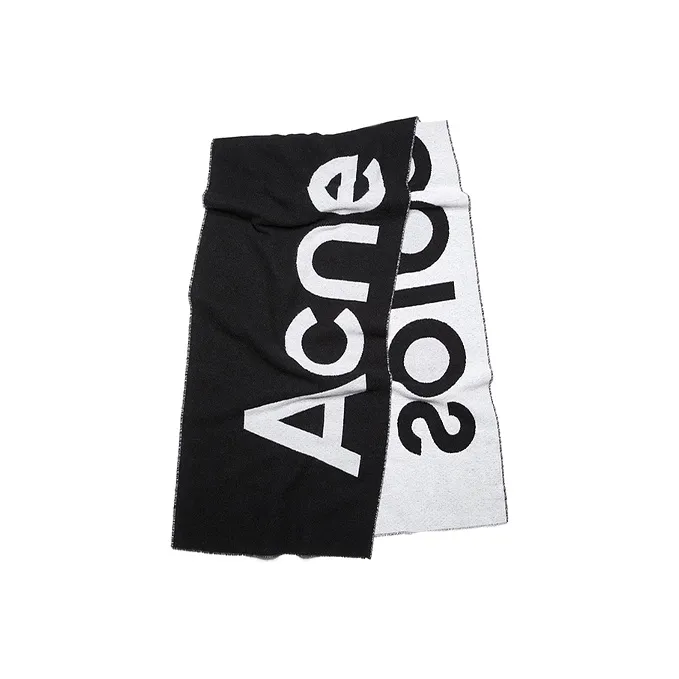 Acne Studios Logo Detailed Knitted Scarf
