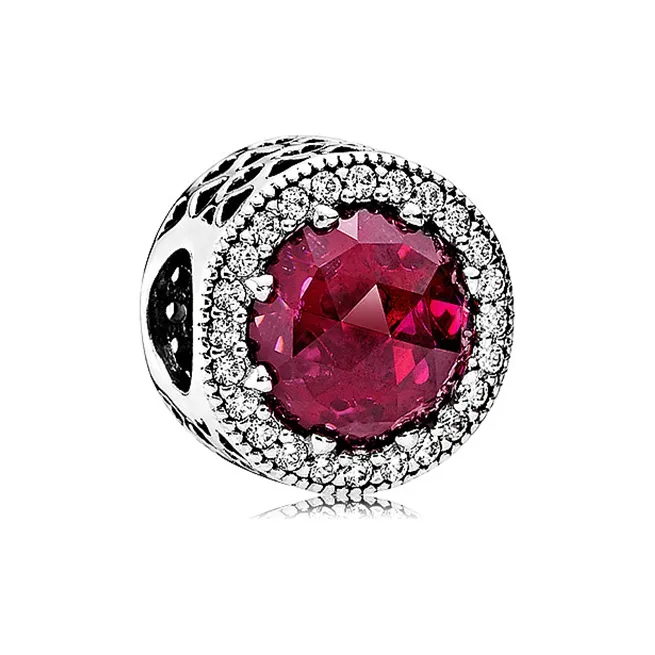 Pandora 925 Sterling Silver Synthetic Cubic Zirconia Ornament Women's Pink
