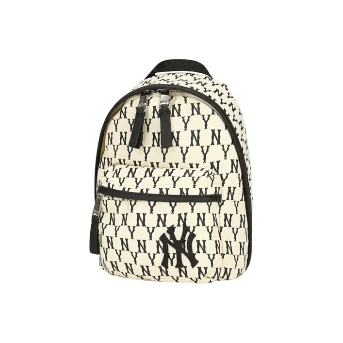 MLB Monogram Collection Nylon Polyester Shoulder Bag Crossbody Bag Backpack Regular Women's Ivory White/Black