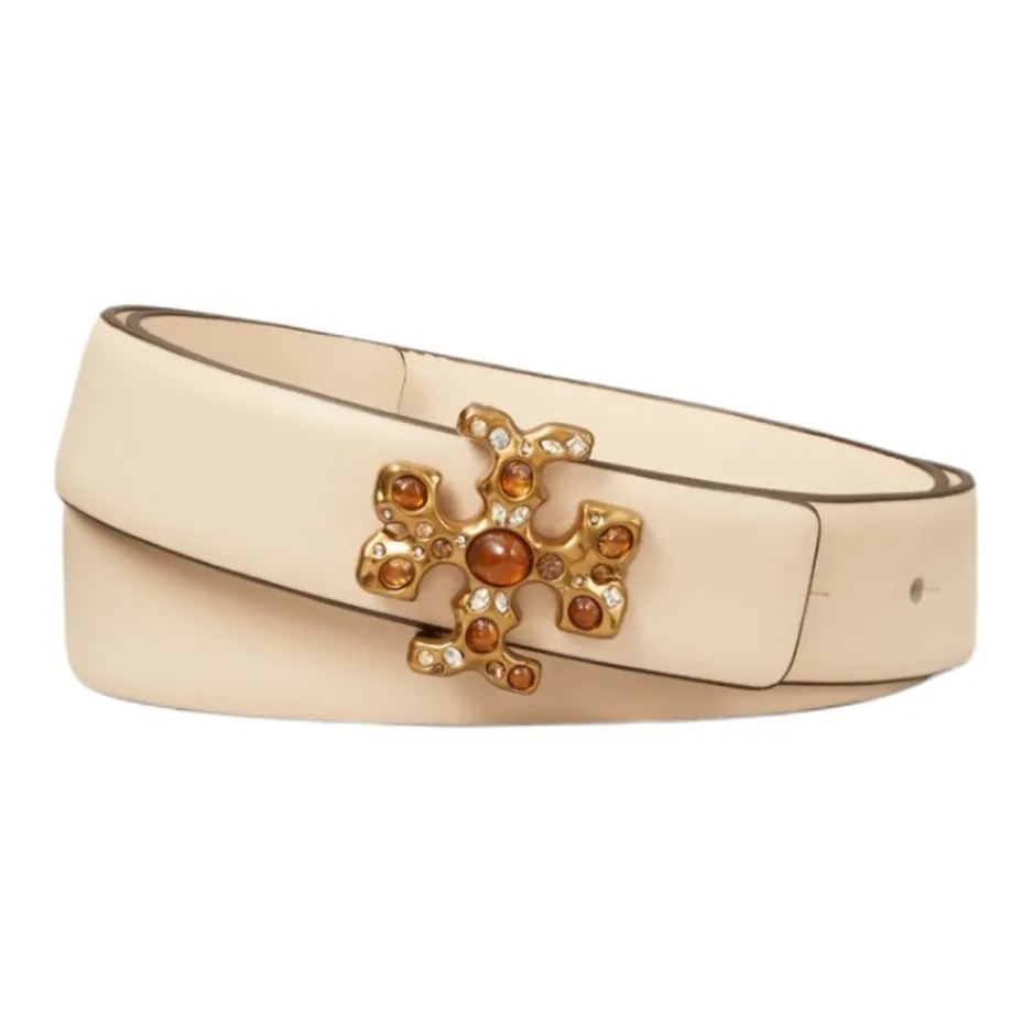 TORY BURCH Leather Belts Women's Cream White