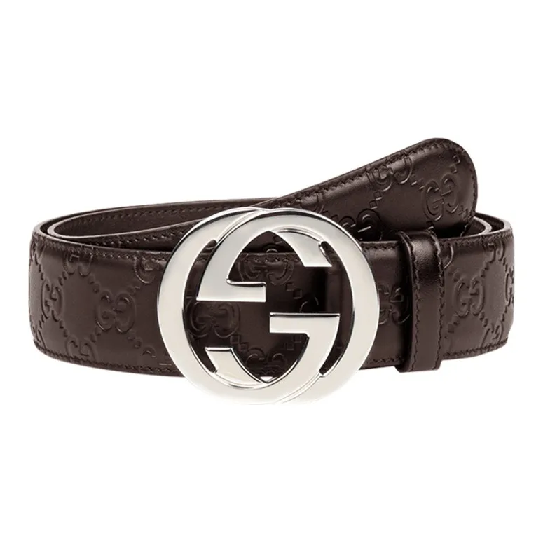 GUCCI Leather Belt Men's Brown Width  4cm