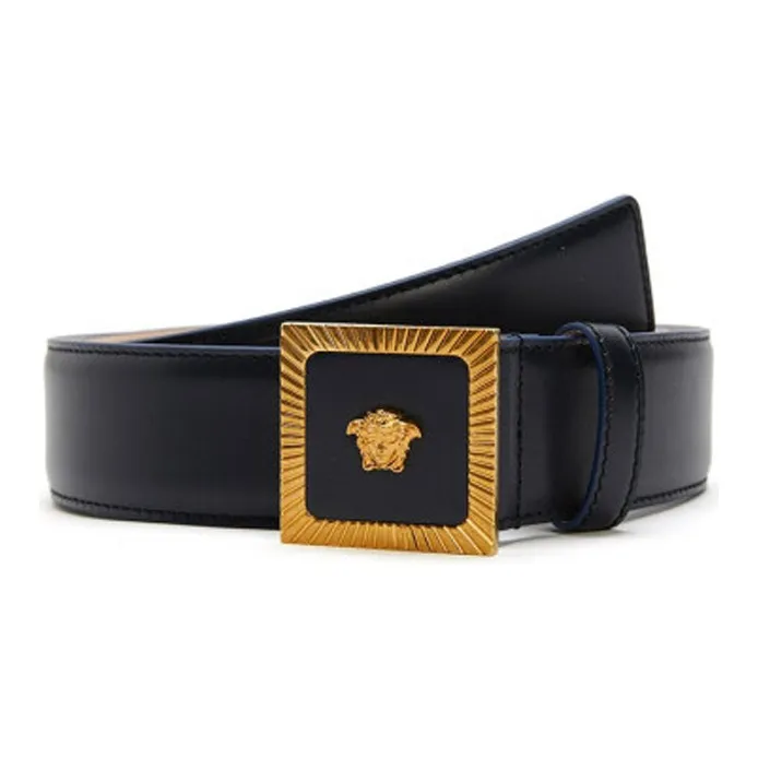 VERSACE Medusa Leather Belts Men's Dark Blue