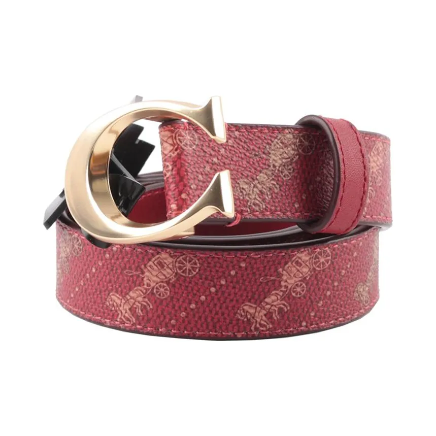 COACH Кожаные ремни Женские Коричневый Красный Ширина 2,5 см