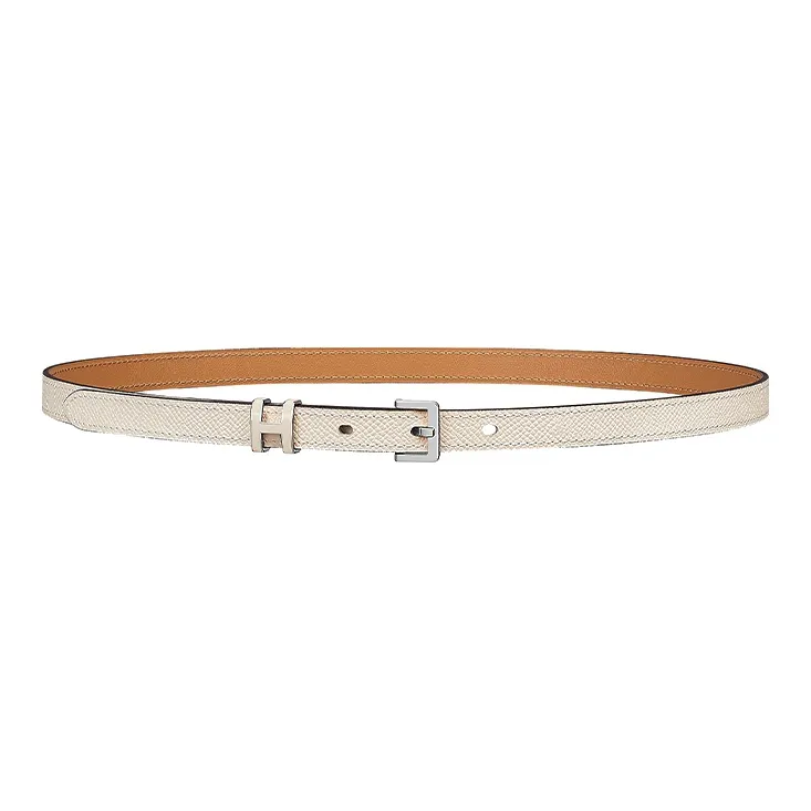 HERMES POP H Collection Leather Belts Women's Milk White