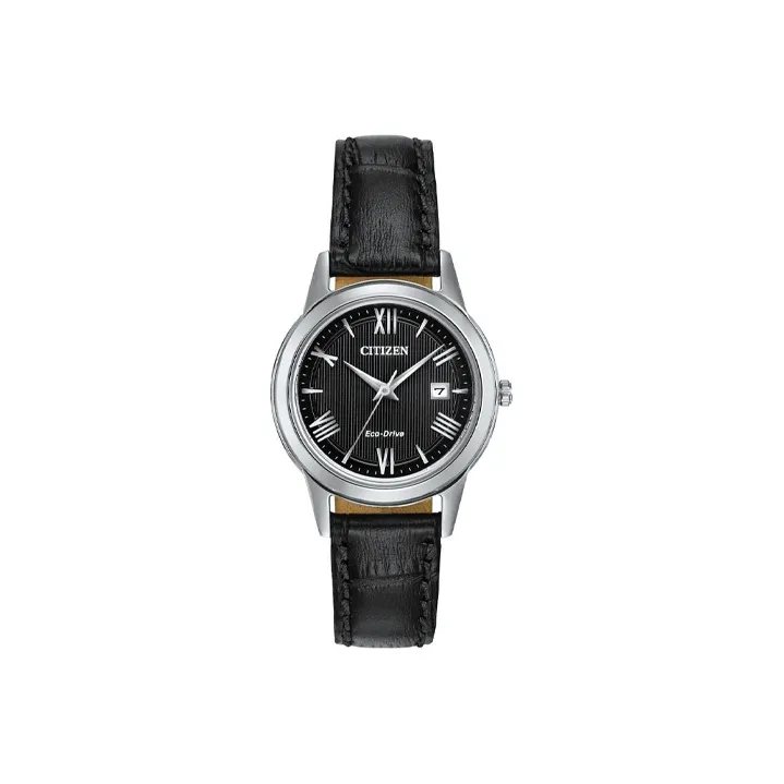 CITIZEN Ecology Drive Collection Светильник Кварцевый механизм Коровья кожа Ремешок Часы Женские Черный FE1081 08E