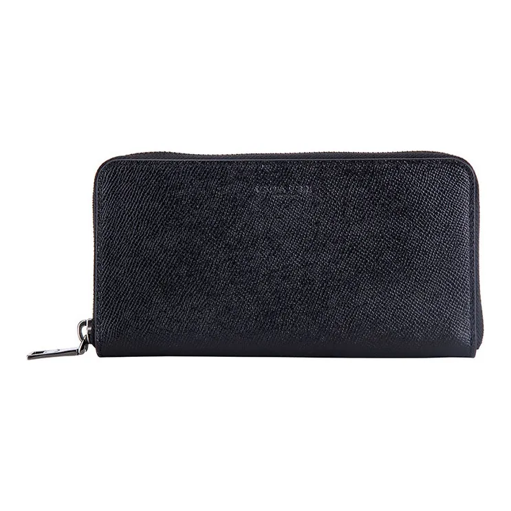 COACH Accordion Wallet Cross Grain Leather Wallet Men's Black