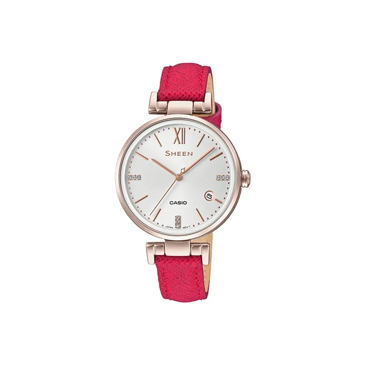 CASIO SHEEN Кварцевый механизм Часы Женские Серебристый циферблат SHE 4053CGL 7AU